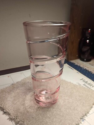 Flower vase - rose glass colored - spiral design - A gift from FTD - 9'' tall