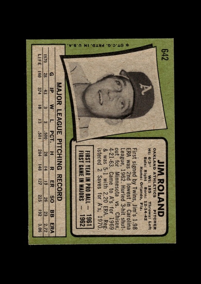1971 Topps Set-Break #642 Jim Roland EX-EXMINT *GMCARDS* | eBay