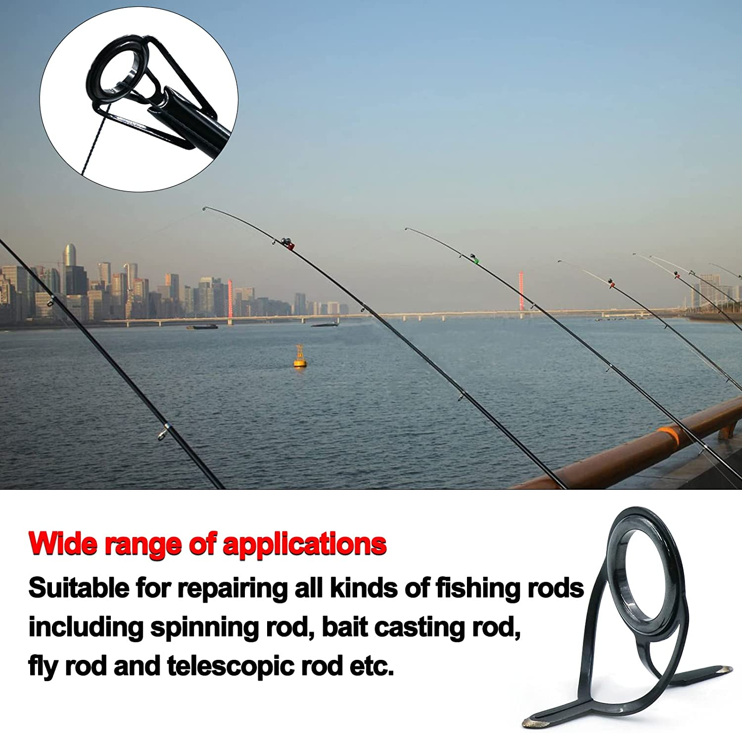 Fishing Rod Guide Repair Kit 10 Sizes Rod Tips Guide Repair Kit with