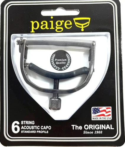 Paige P-6E Original 6 Sting Acoustic Guitar Capo, Standard Profile, Ebony