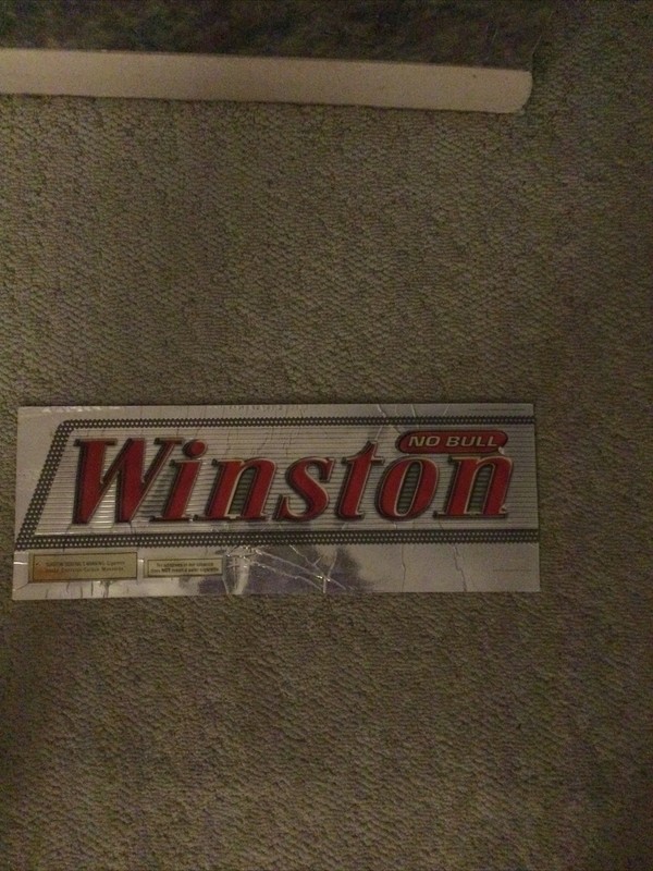 Winston Cigarette Advertising Placard, 8” L X 22.25” W