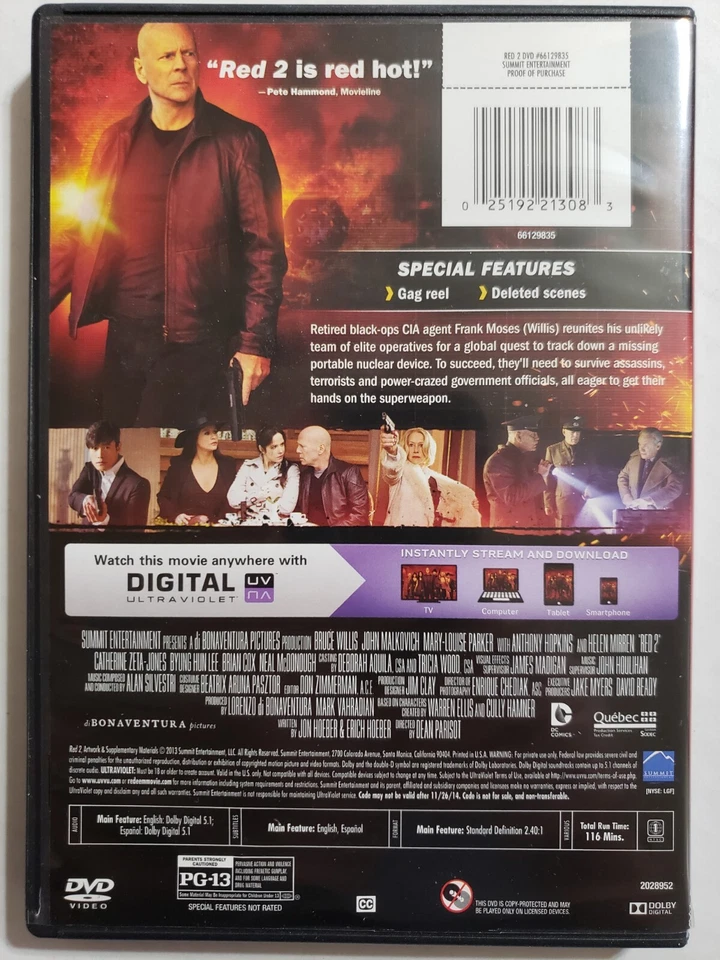 RED 2 DVD 2013 (With Slipcover) - Image 3 of 4