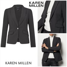 Karen Millen Black Investment Blazer Tailored Jacket Elegant Smart Size 6 Formal