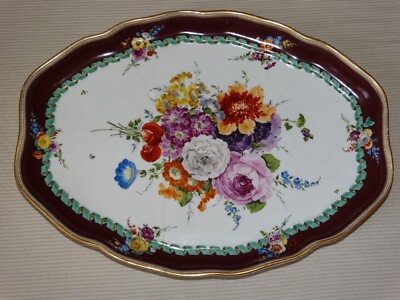 Rare c. 1774 Meissen Large Oval Plate - w/ Charming Old Staple Repair - Stunning