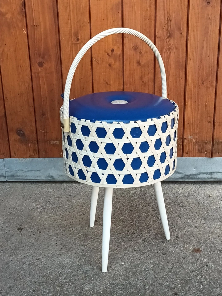 Nähkorb Wollkorb Körbchen Nähkörbchen Wolle Korb Nähkasten 70er Mid Century 70s - Bild 2 von 4