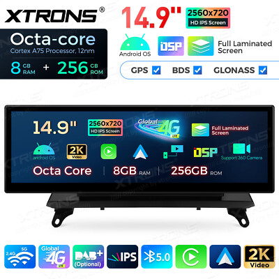 14,9'' Android 14 Auto Navigationssystem CarPlay 256GB GPS für BMW X5 E70 E71 CIC