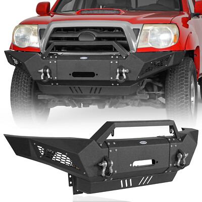 Front Bumper Guard w/ Winch Plate& D-Rings for 2005-2015 2nd Gen Toyota Tacoma
