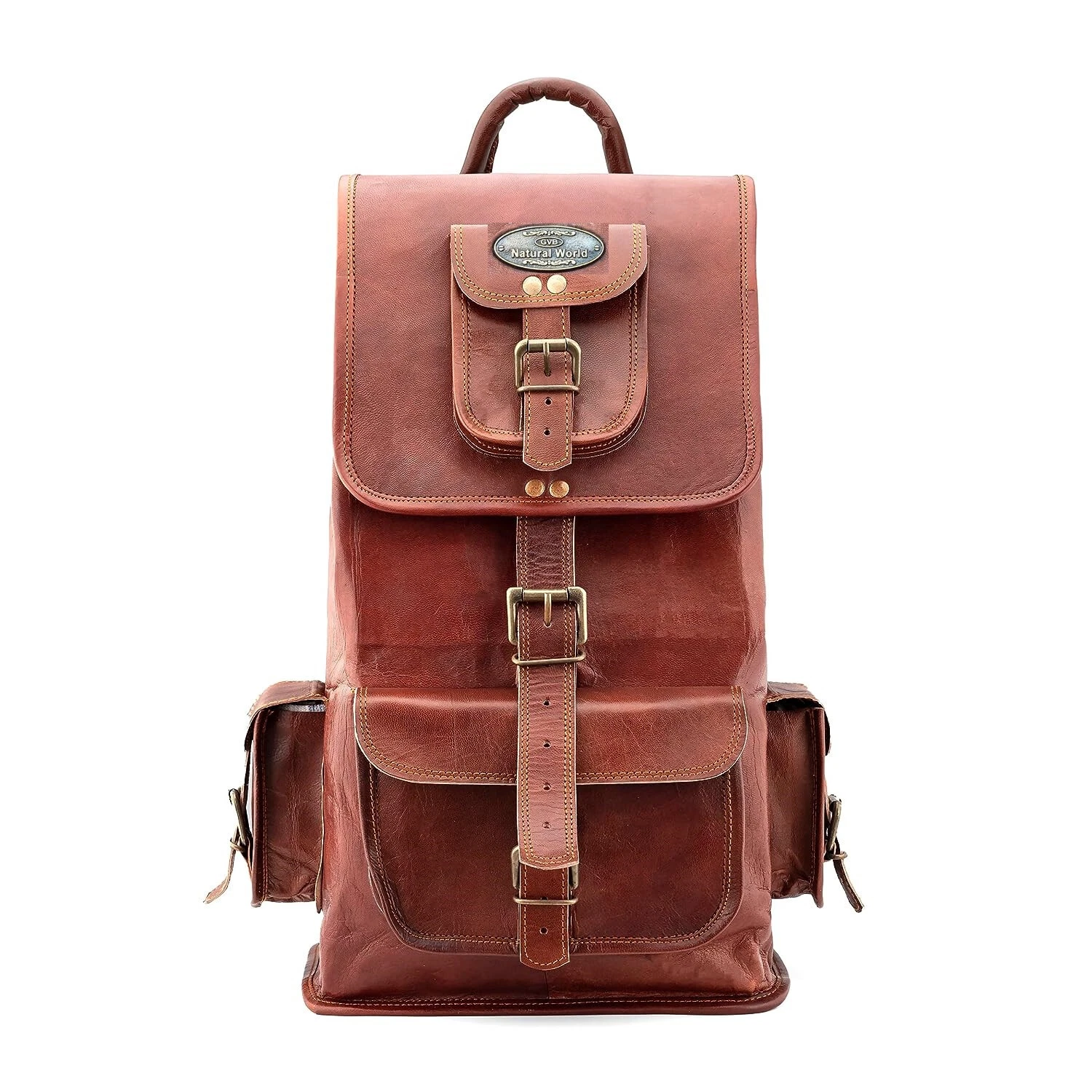 22 Inch New Genuine Leather Back Pack Rucksack Travel Bag For Men's and Women's