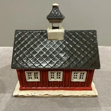 Vintage Byron Molds Ceramic Church 1979 Christmas Village open window Town hall