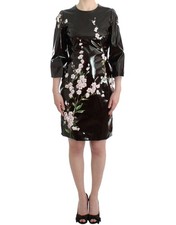 Dolce & Gabbana Black patent floral HANDPAINTED Women's dress Authentic