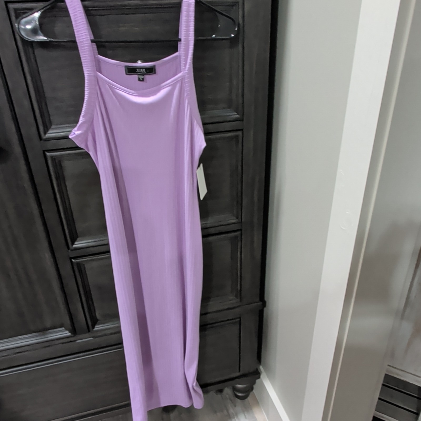 Vibe Sportswear Purple Ribbed Knit Maxi Dress S Scoop Neck Sleeveless Stretch