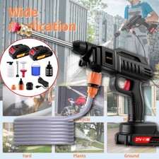 2 Battery Cordless Car High Pressure Washer Spray Gun Jet Water Cleaner Bucket