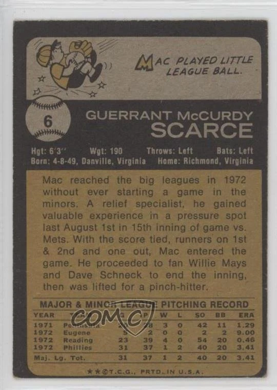 2022 Topps Heritage 1973 Topps 50th Anniversary Stamped Buybacks Mac Scarce #6 - Image 2 of 2