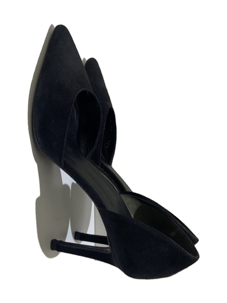Saint Laurent Black Suede Logo Castle Pumps Size 36.5