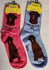 FOOZYS CANINE CHOCOLATE LAB DOG SOCKS DRESS CASUAL UNISEX PUPPY PET 2 PAIR NEW