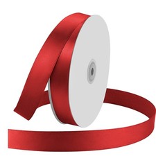 1" Wide x 100 Yards Single Face Polyester Satin Ribbon, x 100 Yards, Red