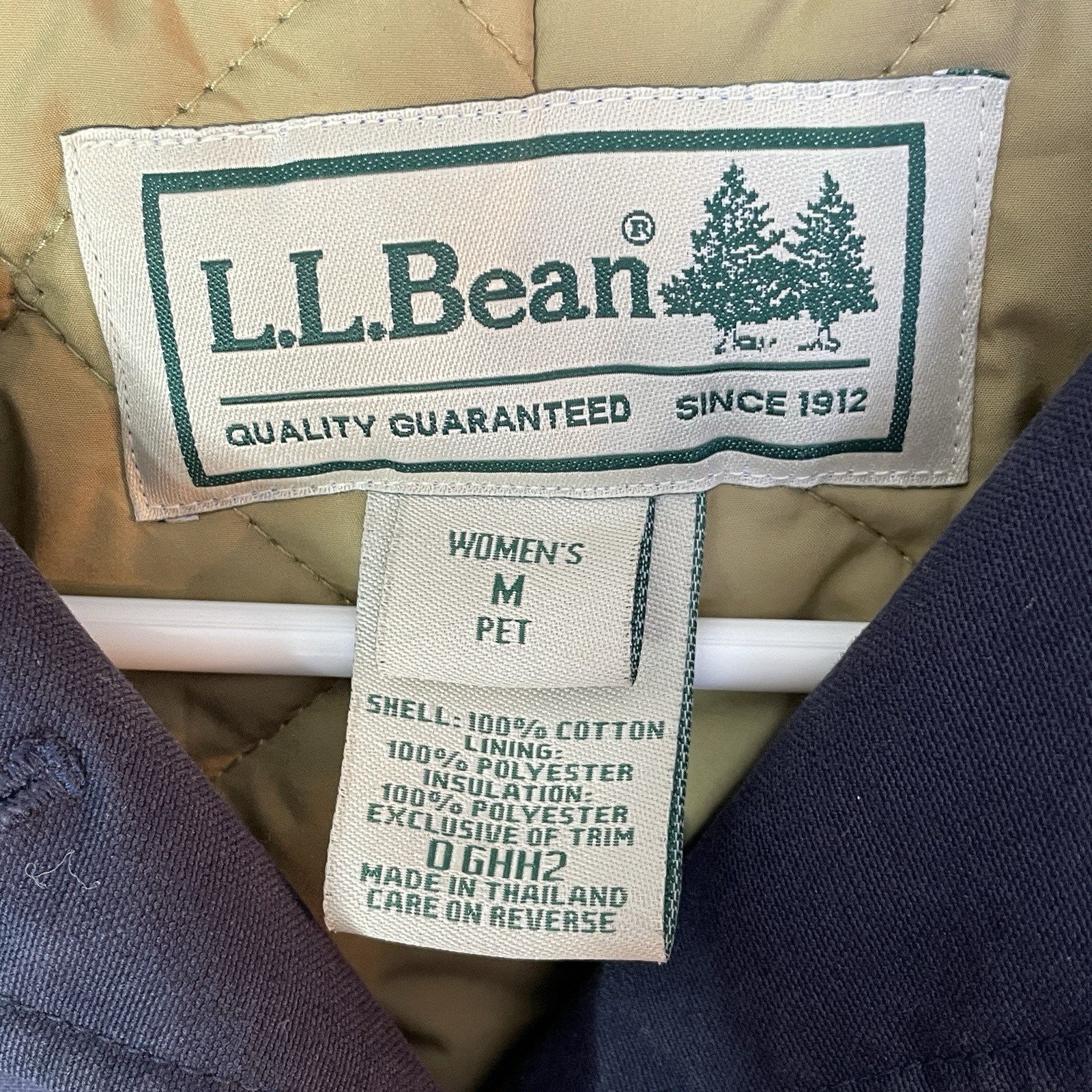 LL Bean Womens Barn Coat Size M Petite Field Chore Jacket Blue Canvas Lined