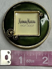 Jay Strongwater Neiman Marcus Green/Gold Guilloche Enamel Mini Picture Frame