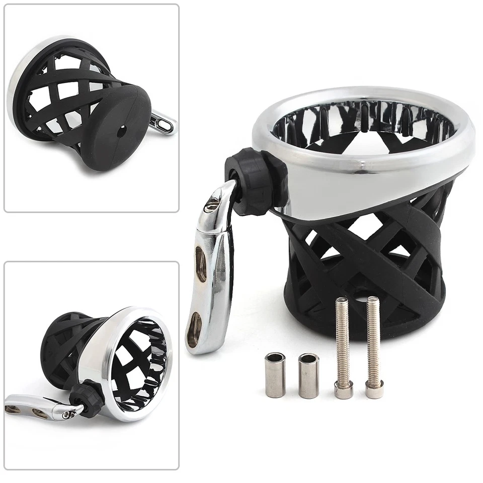 For Honda GL1800 GL1500 14-up Valkyrie Handlebar Drink Holder Mesh Basket Chrome - Imagem 3 de 4