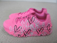 Skechers Girl's Pink Colored W/ Hearts Athletic Shoes Youth Size 4