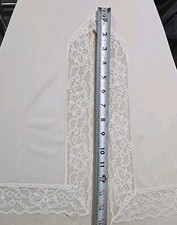 Vintage Formal Half Slip Lace Slit Ivory Nylon Waist 24"-32" Length 37"