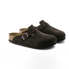 Birkenstock Boston Suede Leather Soft Footbed Unisex Clog Mocha Casual Shoes