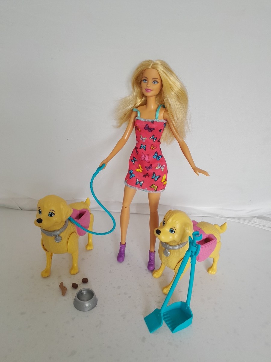 Barbie Poops Dog Walking Barbie Walk Potty Pup Playset With Dogs