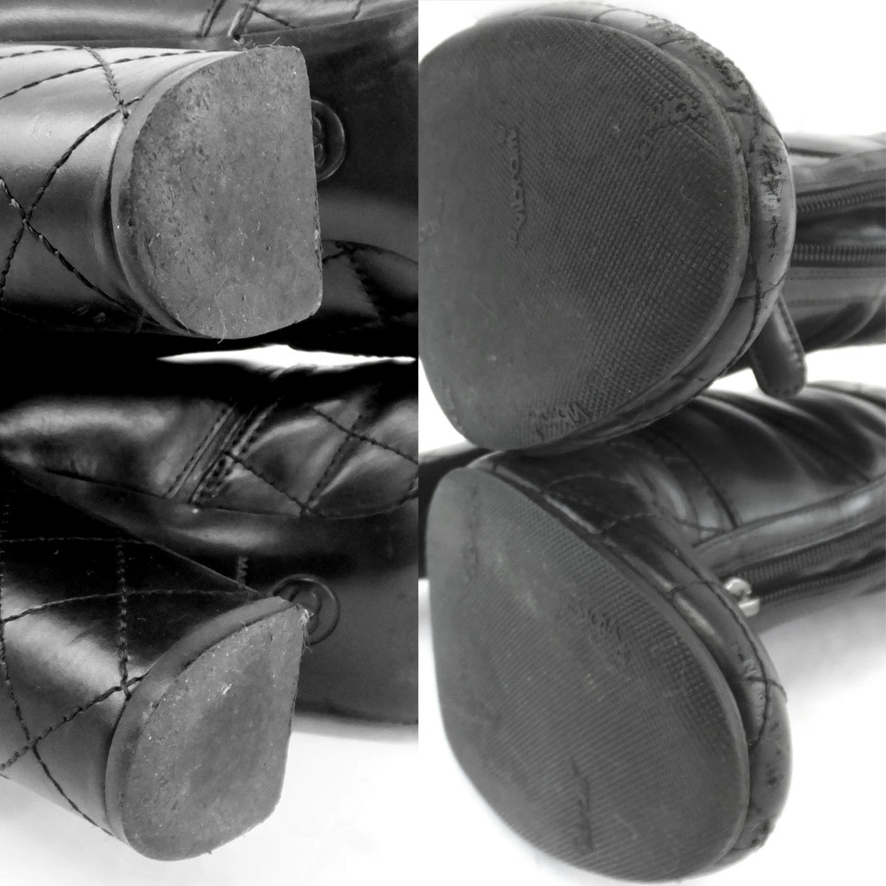 CHANEL short boots black size 36 equivalent J G284 silver hardware high heels he thumbnail 6