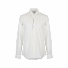 CALVIN KLEIN Structure Solid Slim Men Formal Shirt M White Button Cotton Spread