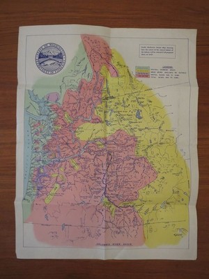 Vintage Columbia River Basin Map 1951 Salmon Habitat Loss due to Dams PNW