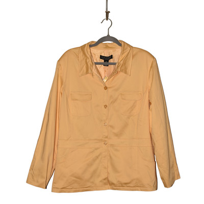 DIALOGUE NEW $99 Stretch Cotton Button-Up Shirt Jacket Yellow Size 22W