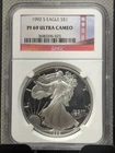 1992 S Proof NGC PF69 Ultra Cameo American Silver Eagle Slight Edge Toner