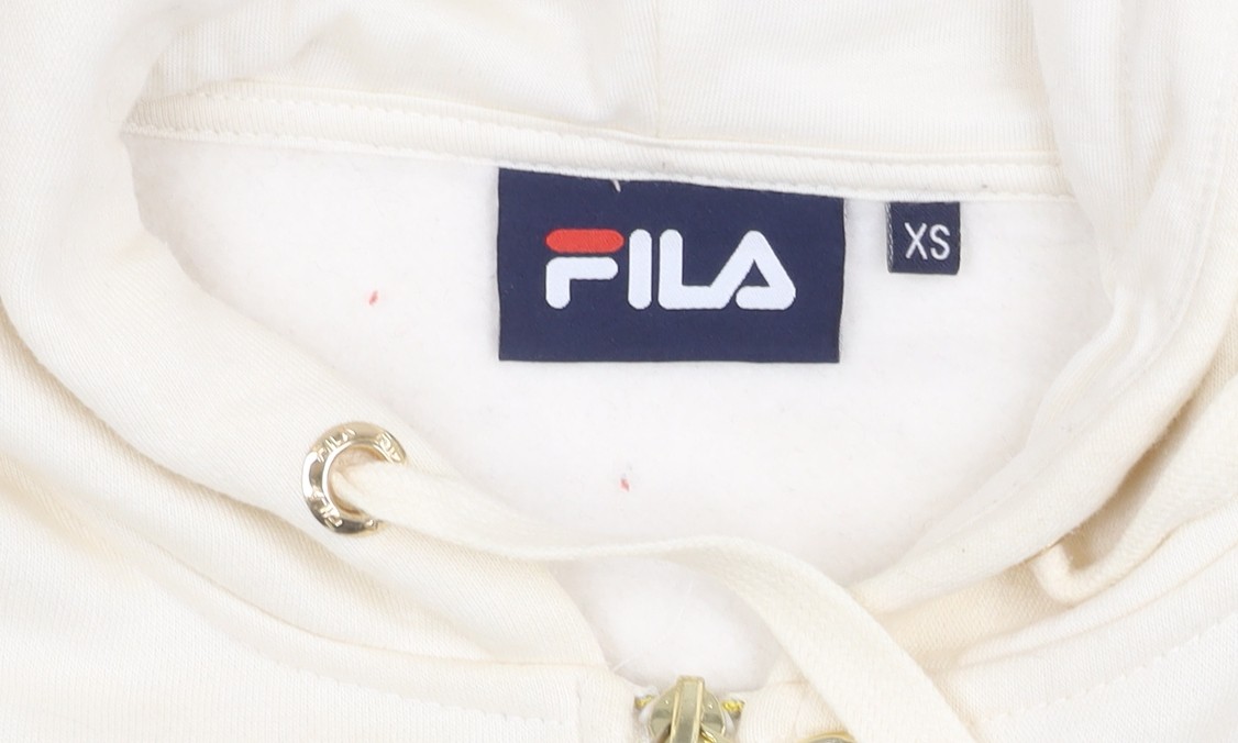 Felpa con cappuccio e zip intera Fila unisex avorio XS