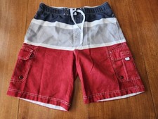 Red White Gray Op Ocean Pacific Swim Shorts Trunks Men's Size Small 28-30