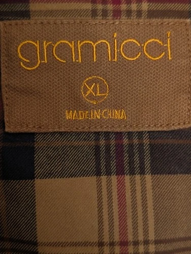 Gramicci Canvas Coat Button Up Brown X- Large  Plaid Flannel Lining Pockets image 4