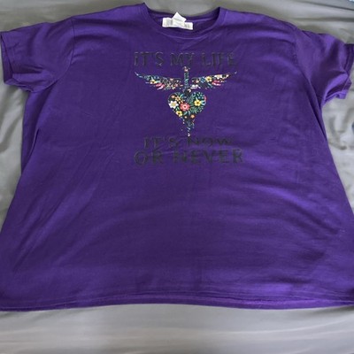 Bon Jovi It s My Life Ladies T-Shirt Gildan 3XL Purple