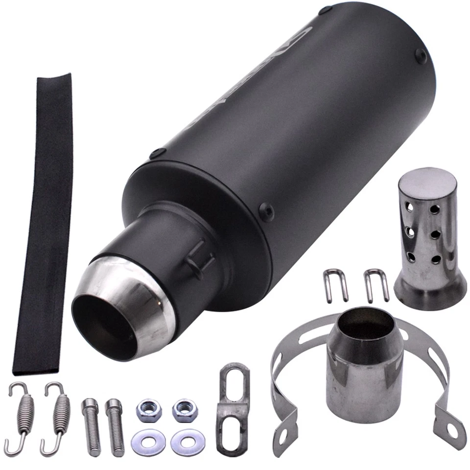 Slip-on 51mm 2" Universal Moto Silenciador Escape Tubo Puntas Traseras Negro Foto 3 de 4