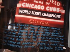 Pat Hughes Chicago Cubs Signed 2016 World Series 16x20 Photo Last Out Call JSA
