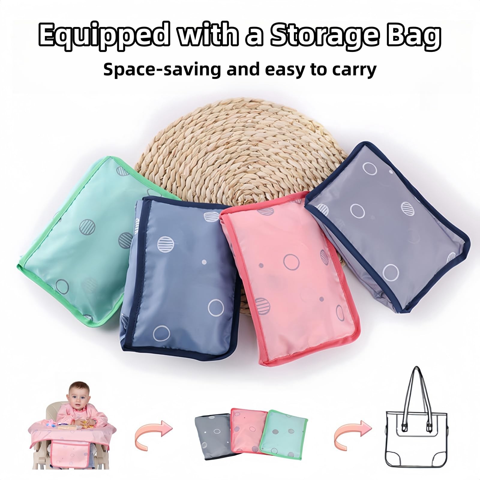 MOTEERLLU Coverall Baby Feeding Bib for Eating,Long Sleeves Bib Attaches to