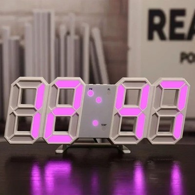 Digital 3D LED Big Wall Desk Alarm Clock Snooze 12/24 Hours Auto Brightness USB