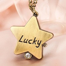 Antique Retro Lucky Pentagram Design Unisex Quartz Analog Pocket Watch Chain