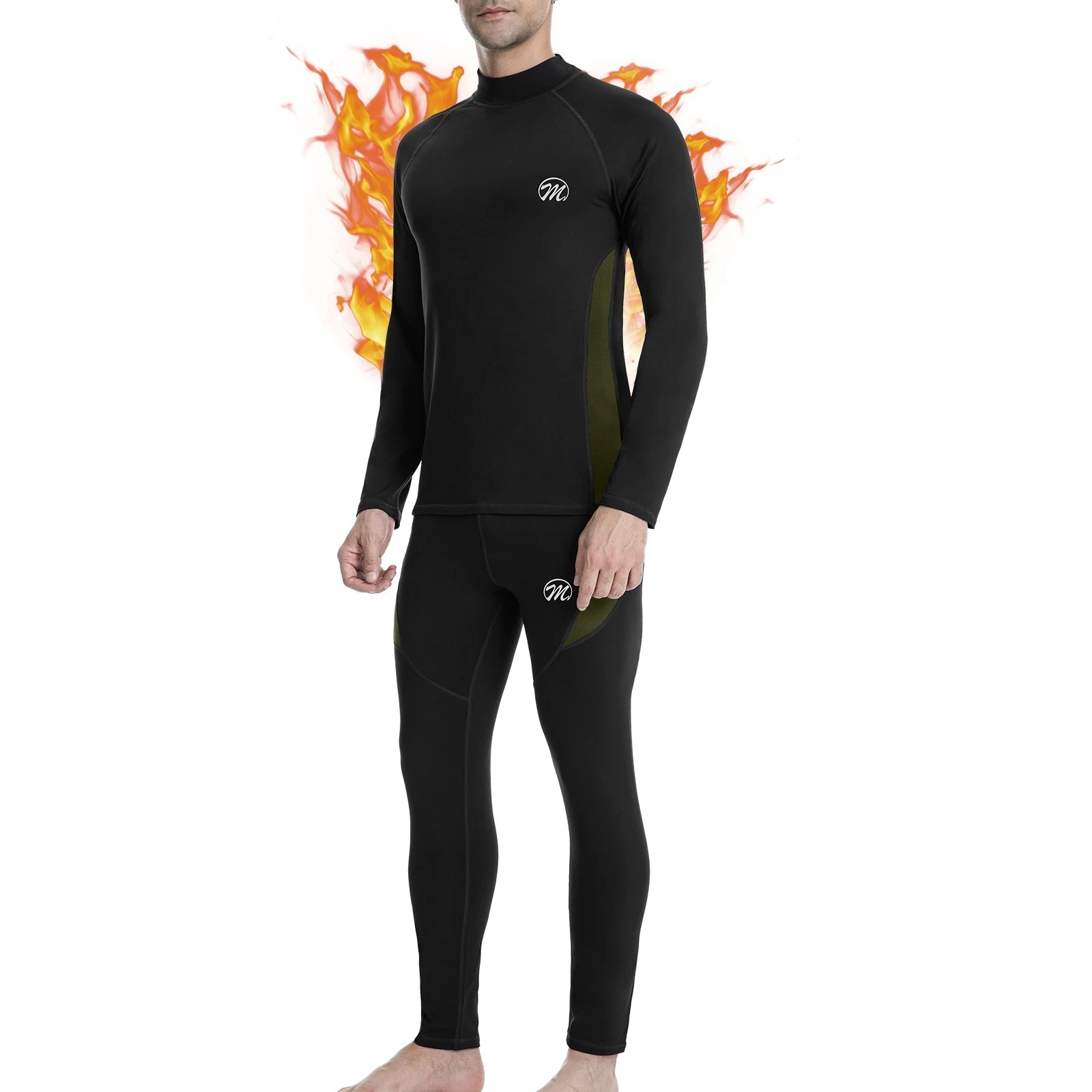 Men's Thermal Underwear Set Long Johns Top Bottom Base Layer Sets Winter Warm