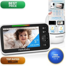 HelloBaby HB6550 No WiFi Baby Monitor 5" Screen 30-Hour Battery Pan-Tilt-Zoom