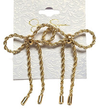 NEW JESSICA SIMPSON GOLD TONE ROPE CHAIN IN BOW TIE SHAPE DANGLIN DROP EARRINGS