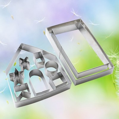 10 PCS Gingerbread House Baking Tool Stainless Steel Biscuit Molds Cake