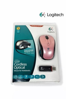 Logitech V220 Cordless Optical Mouse for Notebooks Ergonomic (Rose Pink) NIP