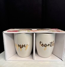 NEW IN BOX 2 Piece Mug Set HAPPY TOGETHER Gift Couple Wedding BRIDE GROOM