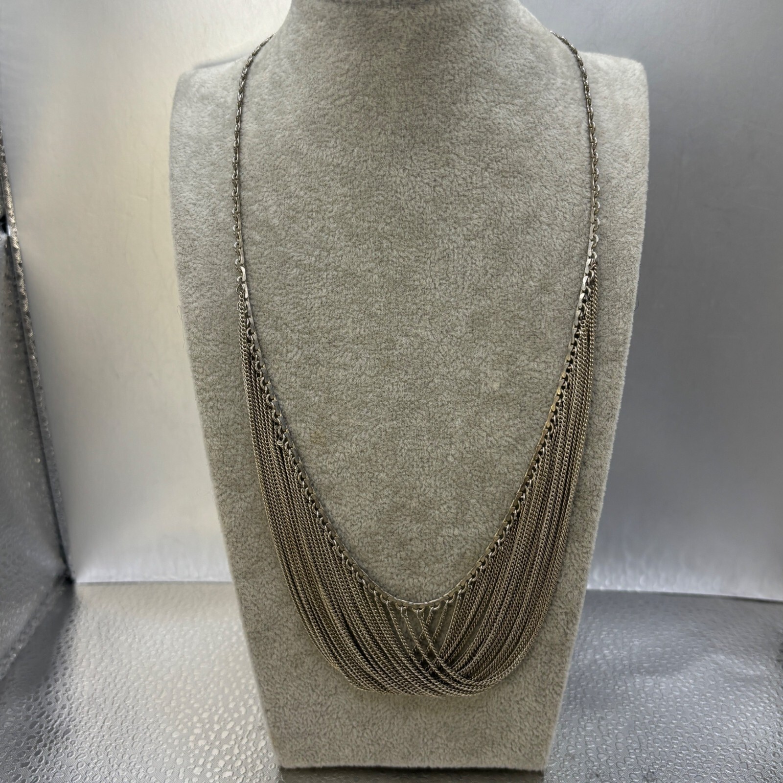 Intimate Silver-Tone Multi-Strand Draped Chain Ne… - image 3