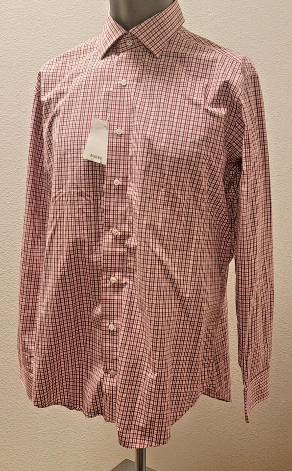 Camisa Saks Fifth Avenue Etiqueta Negra Para Hombre Talla 16.5 34/35 Rayas Rojas Calce Ajustado Foto 2 de 4