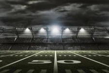 American Football Stadium Rendering 50 Yard Line Sports Field Poster 24x16